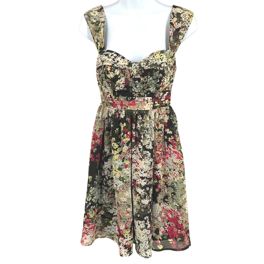Candie's Floral Dress Women S Black Bustier Smocked Back Sundress Coquette Fairy